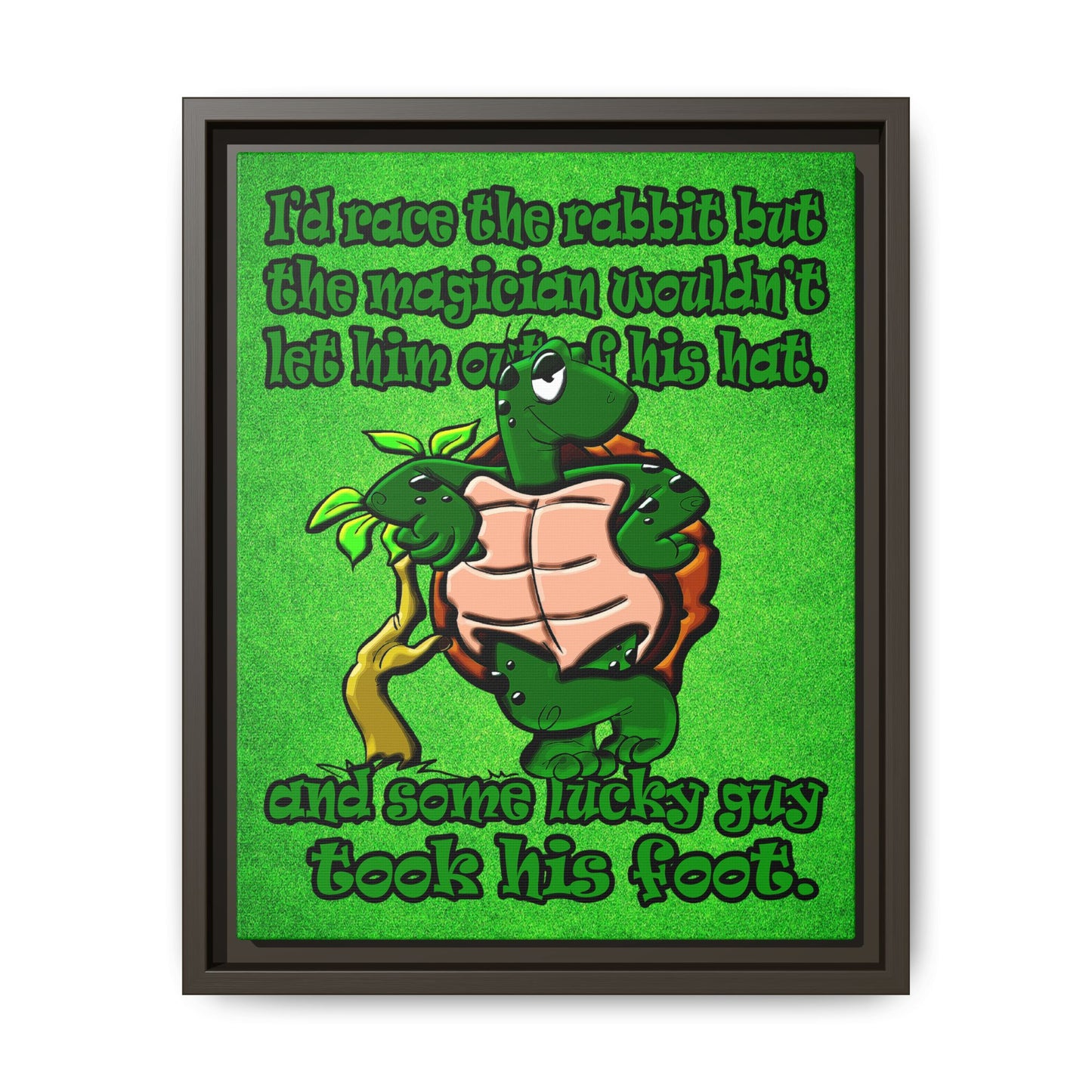 turtle race - framed canvas art (green turf)