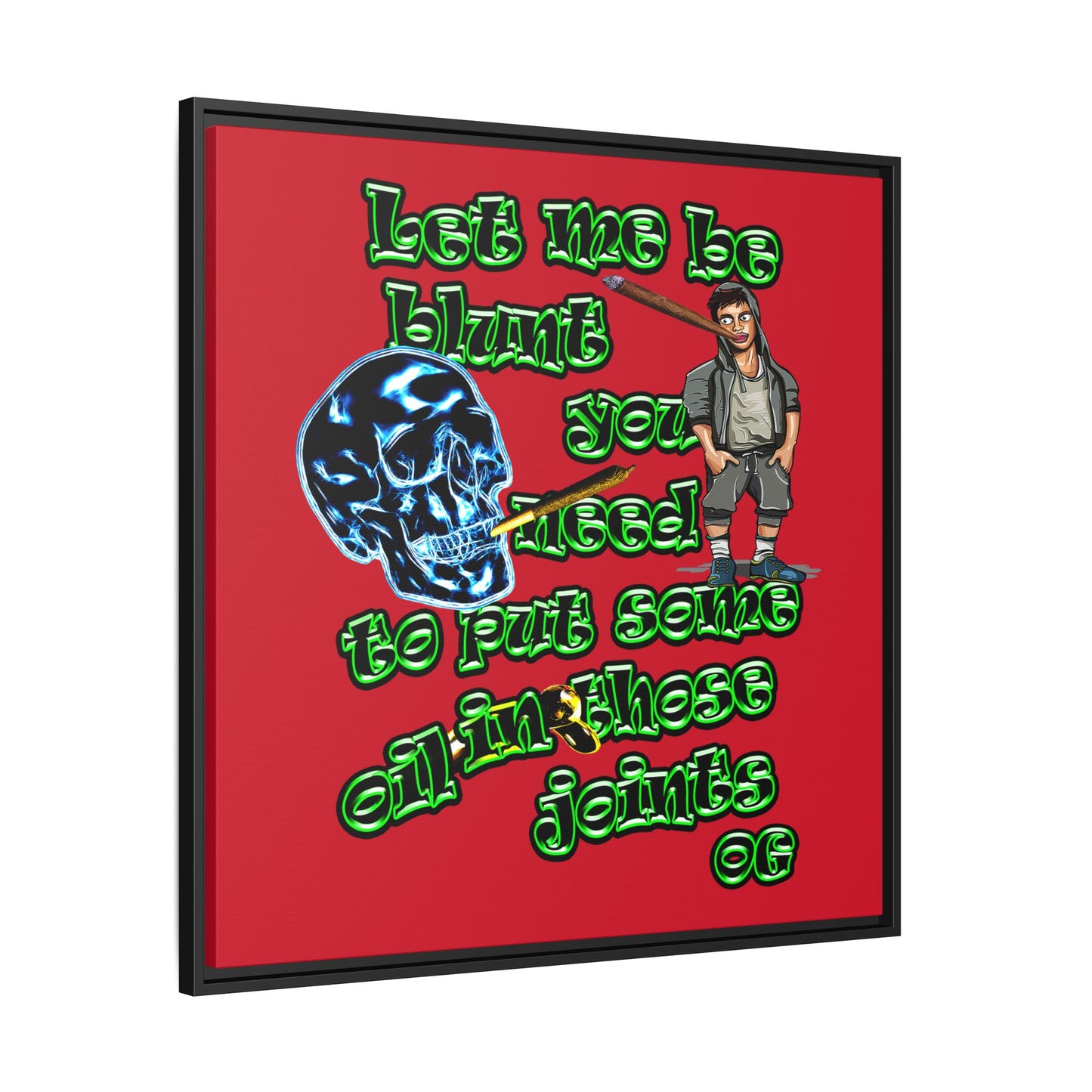 og - framed canvas art (dark red)
