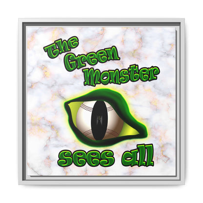 green monster - framed canvas art (white marble)