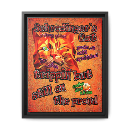 schrodinger's cat - framed canvas art (burnt orange)