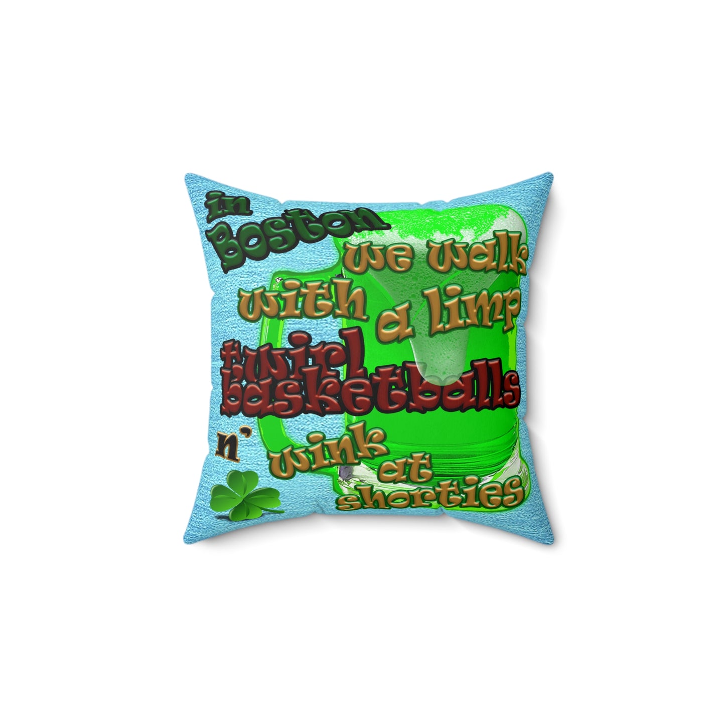 celtics logo - Spun Polyester Square Pillow - (faded blue)