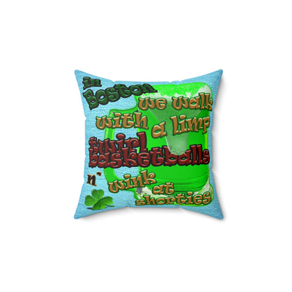 celtics logo - Spun Polyester Square Pillow - (faded blue)
