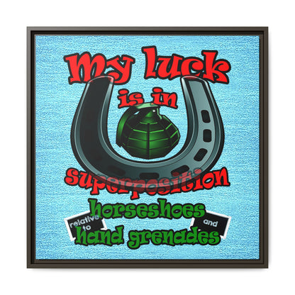 my luck - framed canvas art (faded blue)
