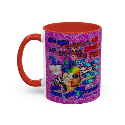 drop the beat - Accent Mug (pink swirl)