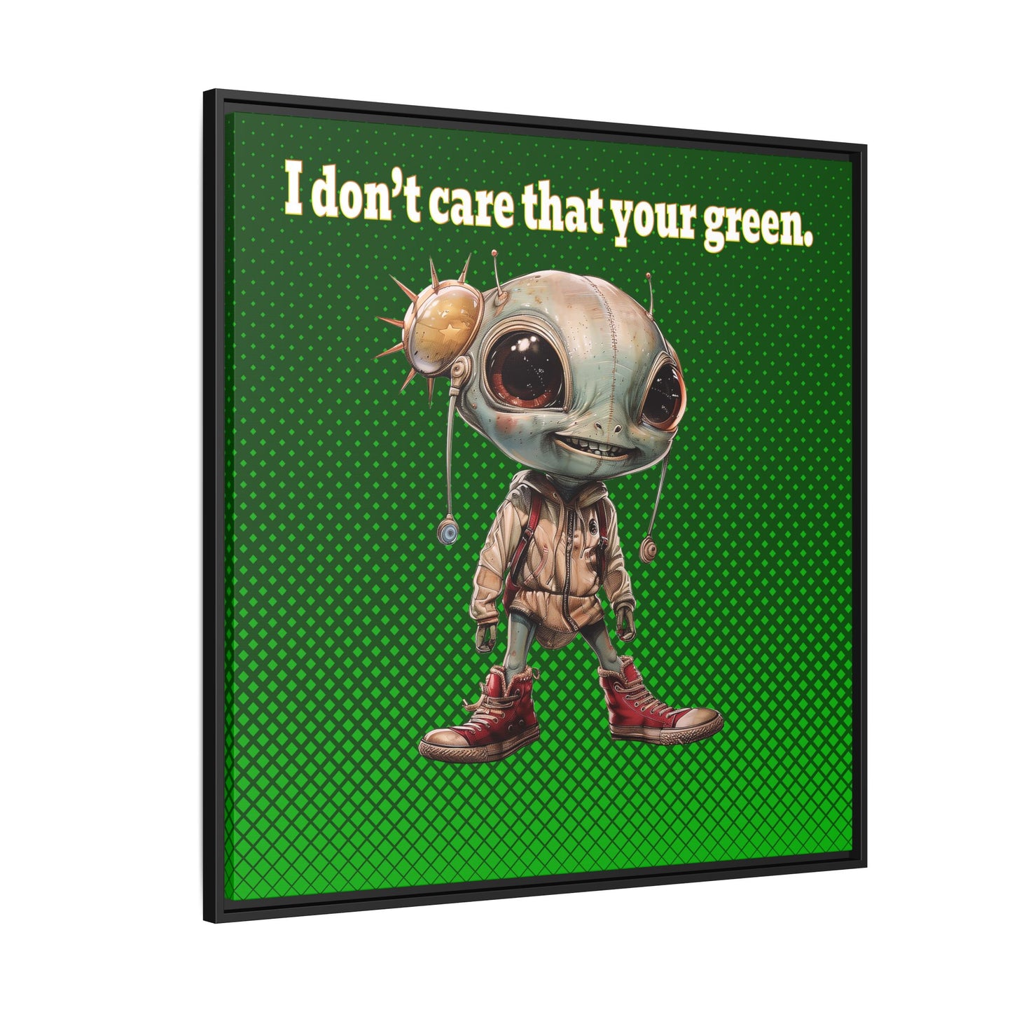 I don't care that your green - framed canvas art (logo green)