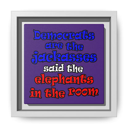 donkeys and elephants - framed canvas art (purple)