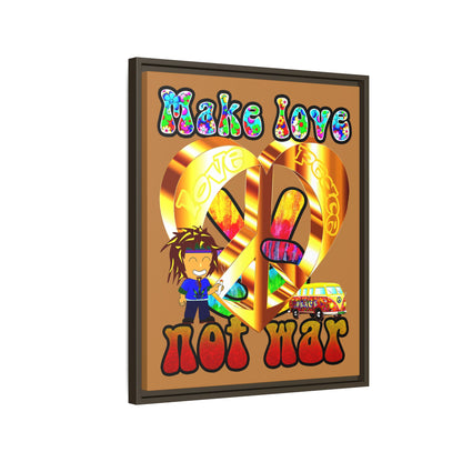 love peace - framed canvas art (light brown)