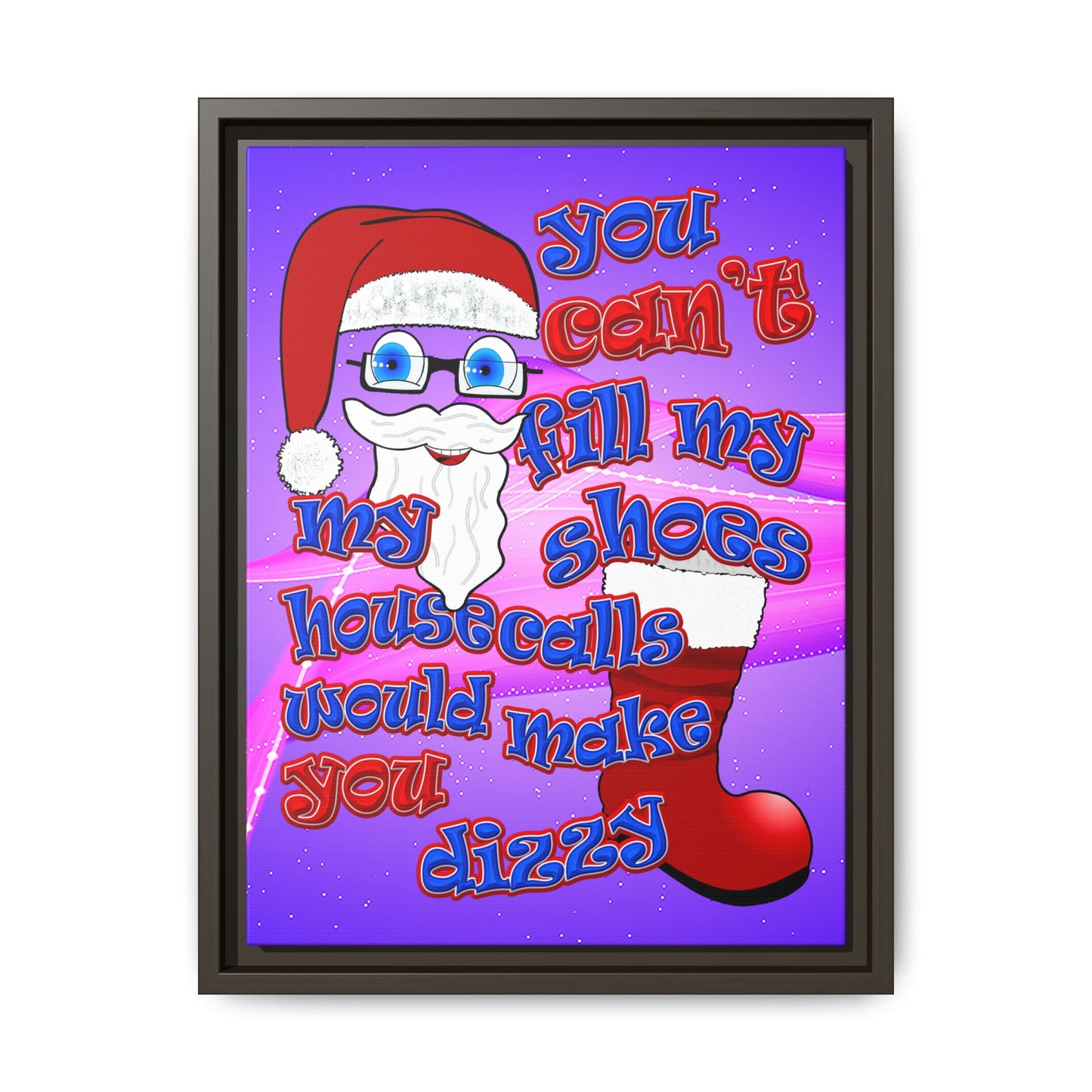 santa's shoes - framed canvas art (purple-pink wave)