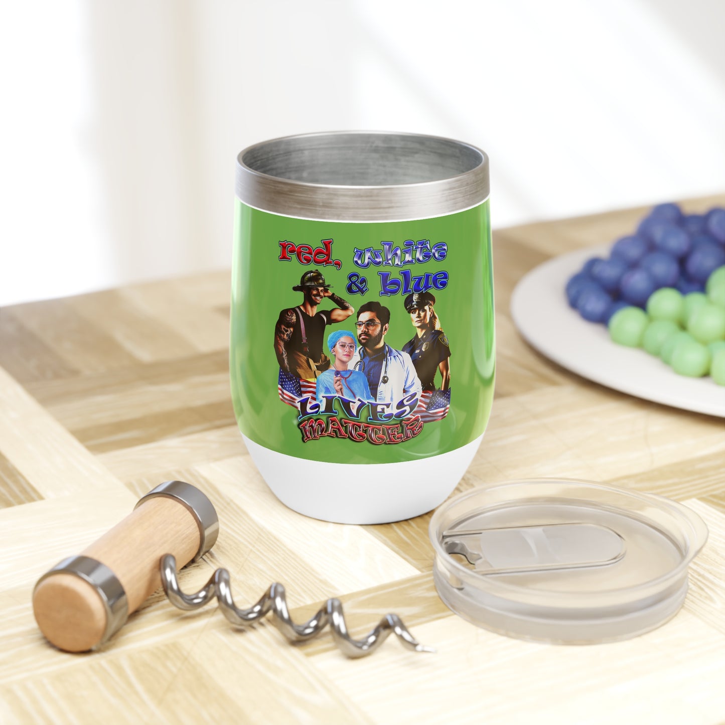rw&b lives matter - Chill Wine Tumbler (green)