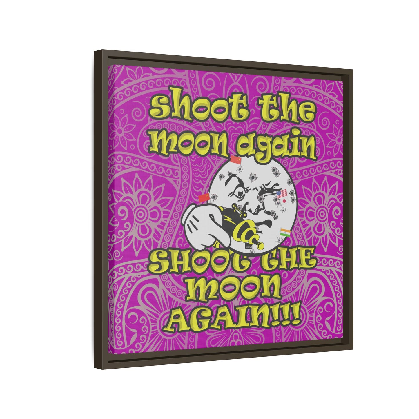 shoot the moon again - framed canvas art (pink swirl)
