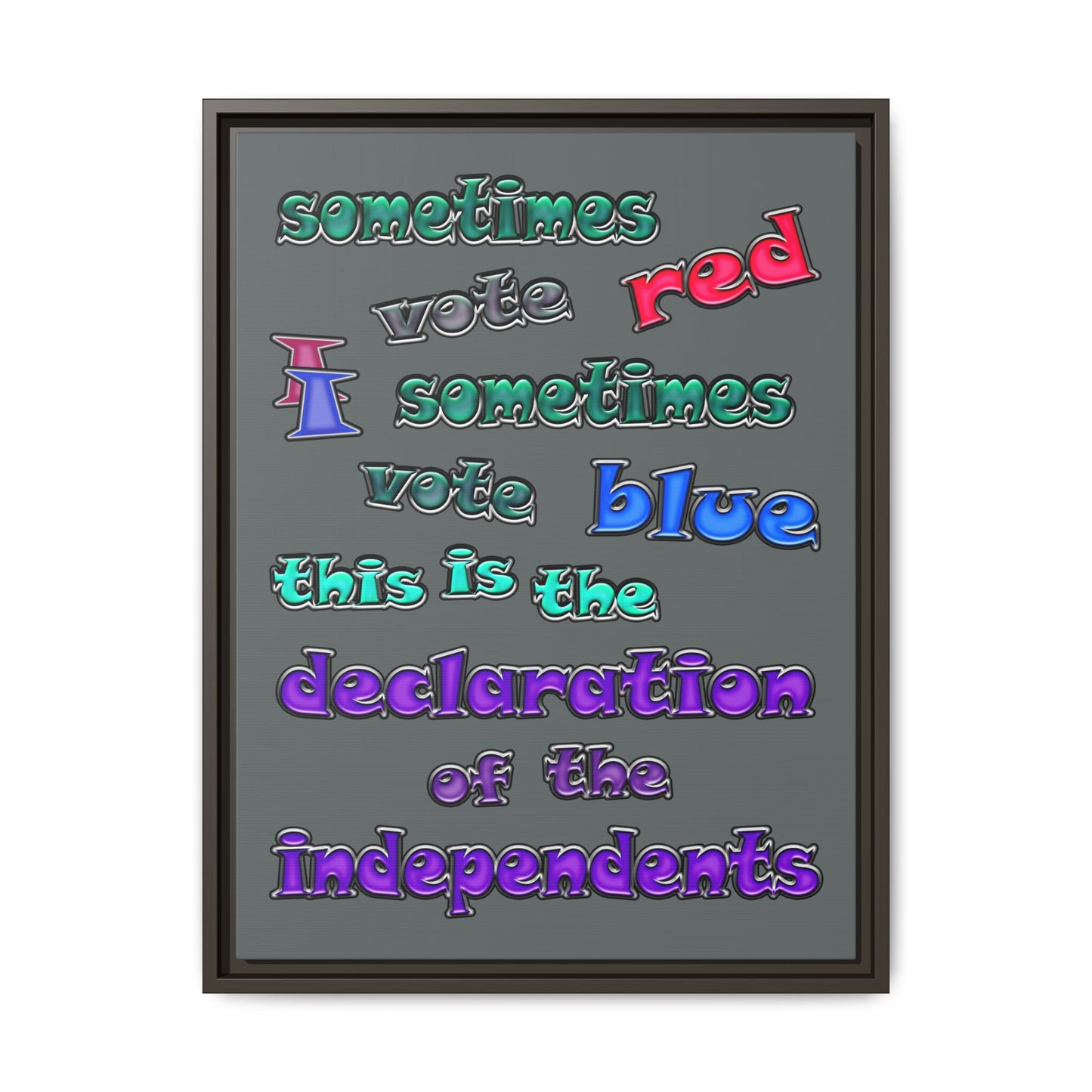 declaration of the independents - framed canvas art (dark grey)