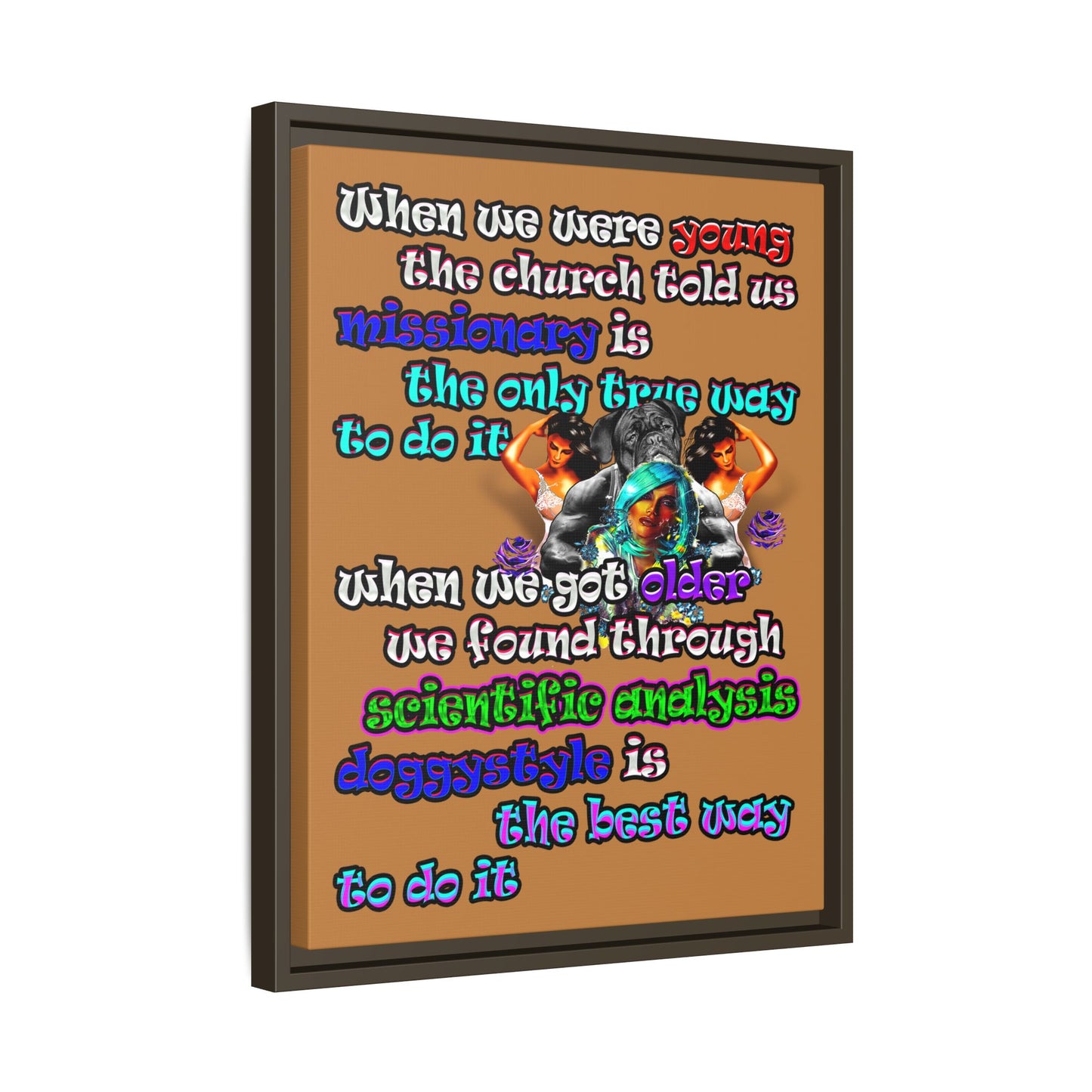 doggystyle - framed canvas art (light brown)