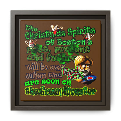 christmas spirits of boston - framed canvas art (brown)