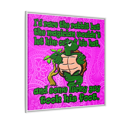 turtle race - framed canvas art (pink swirl)
