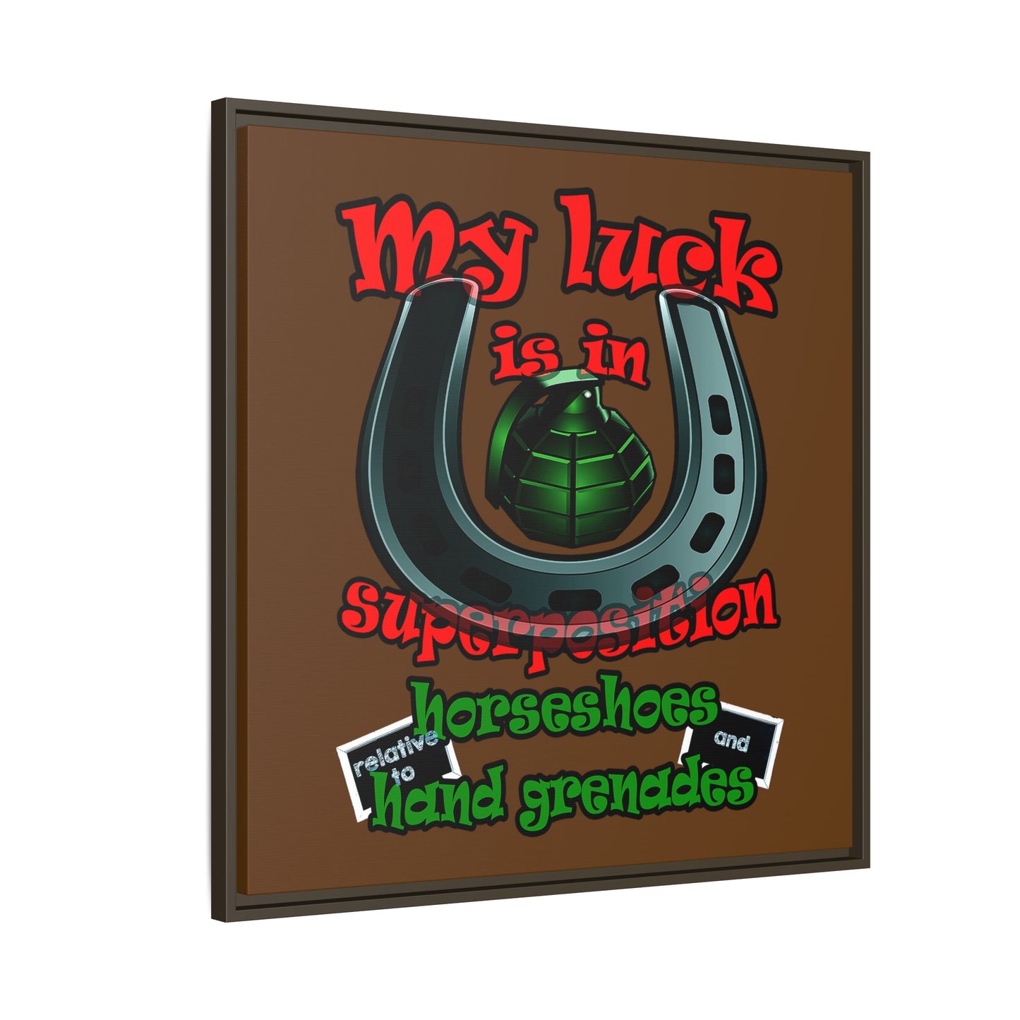 my luck - framed canvas art (brown)