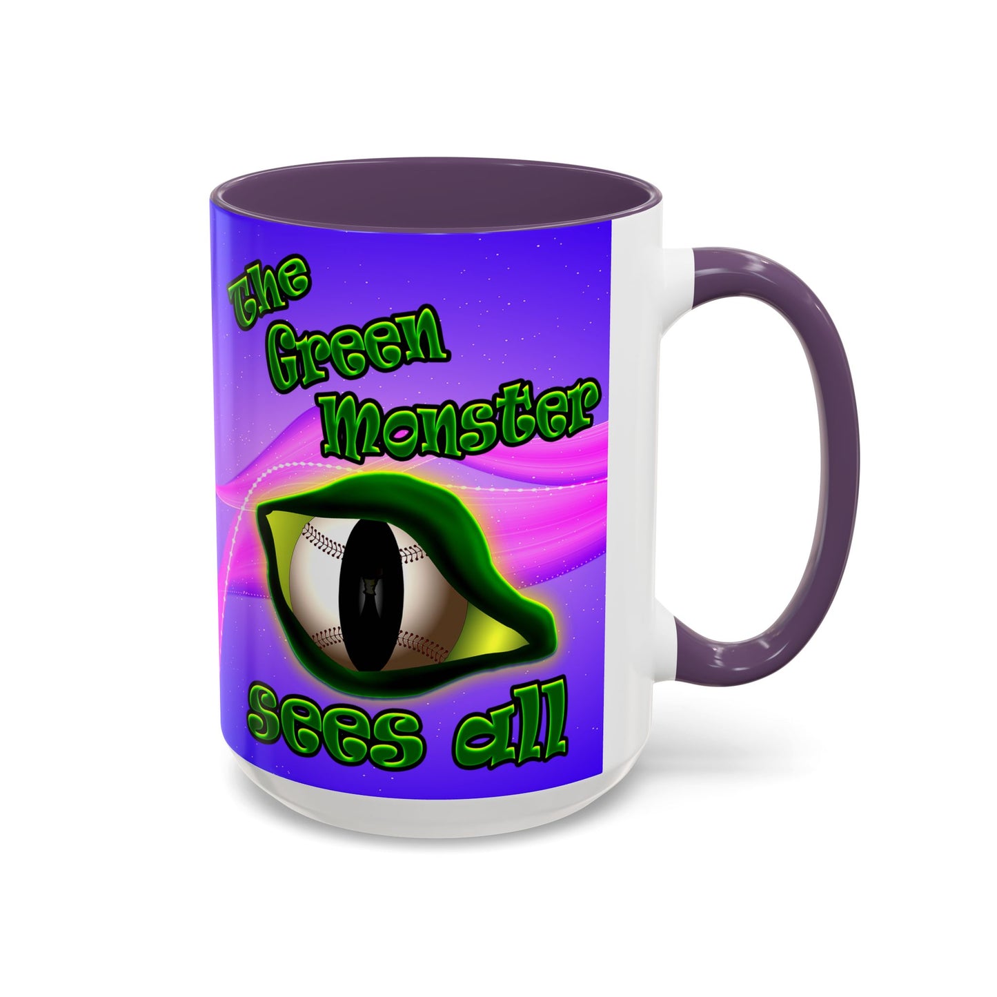green monster - Accent Mug (purple-pink wave)