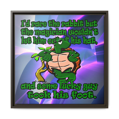 turtle race - framed canvas art (grey-pink wave)