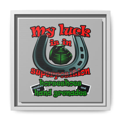 my luck - framed canvas art (light grey)