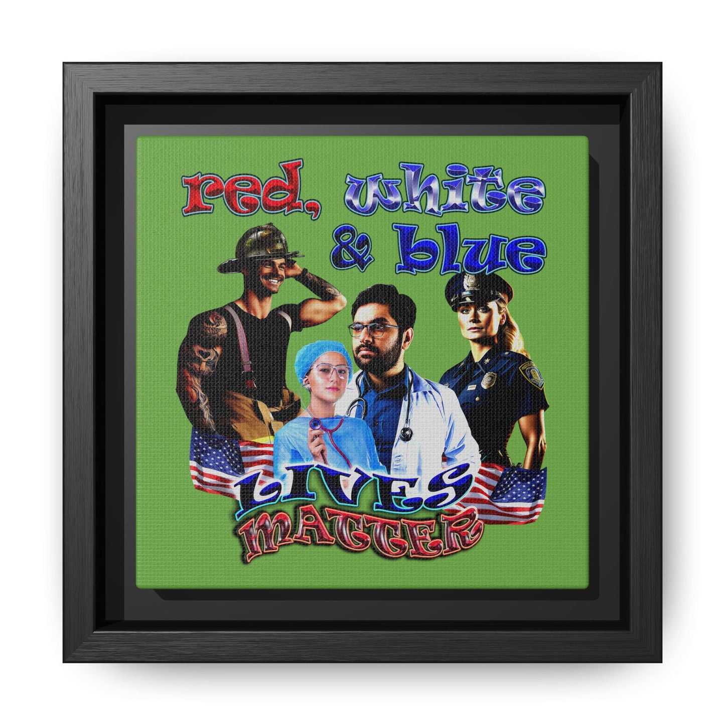 rw&b lives matter - framed canvas art (green)