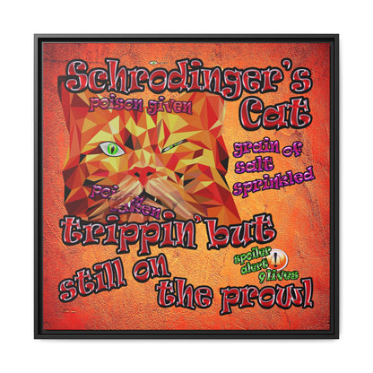 schrodinger's cat - framed canvas art (burnt orange)