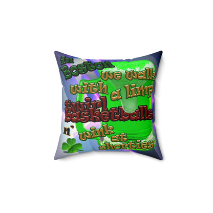 celtics logo - Faux Suede Square Pillow - (grey-pink wave)