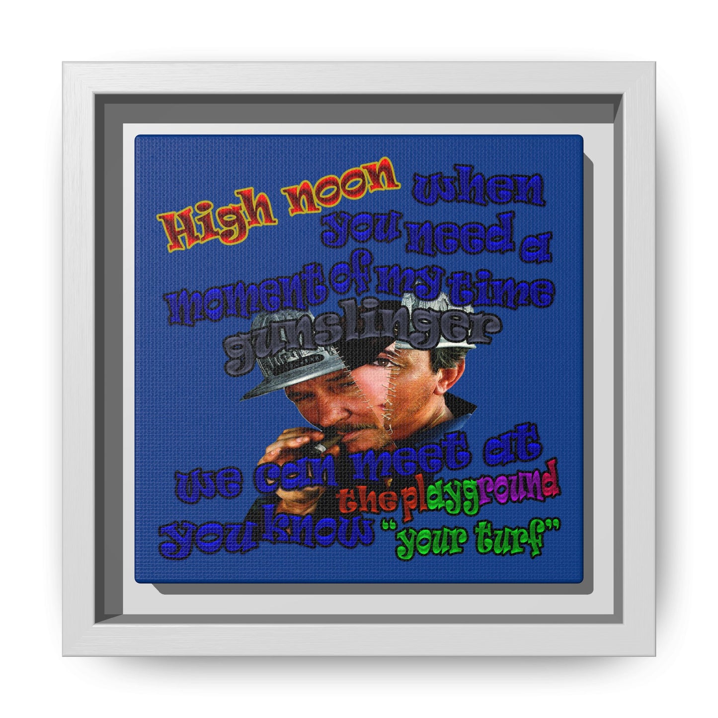 high noon - framed canvas art (dark blue)