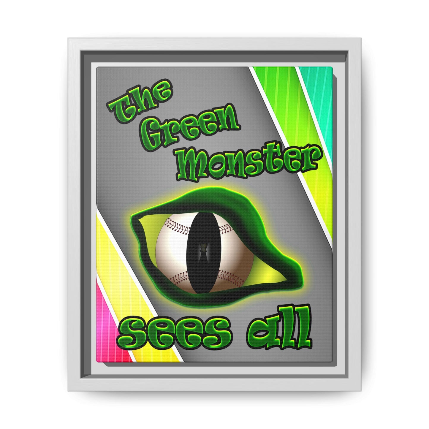 green monster - framed canvas art (rainbow split)