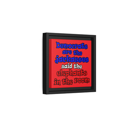 donkeys and elephants - framed canvas art (red)