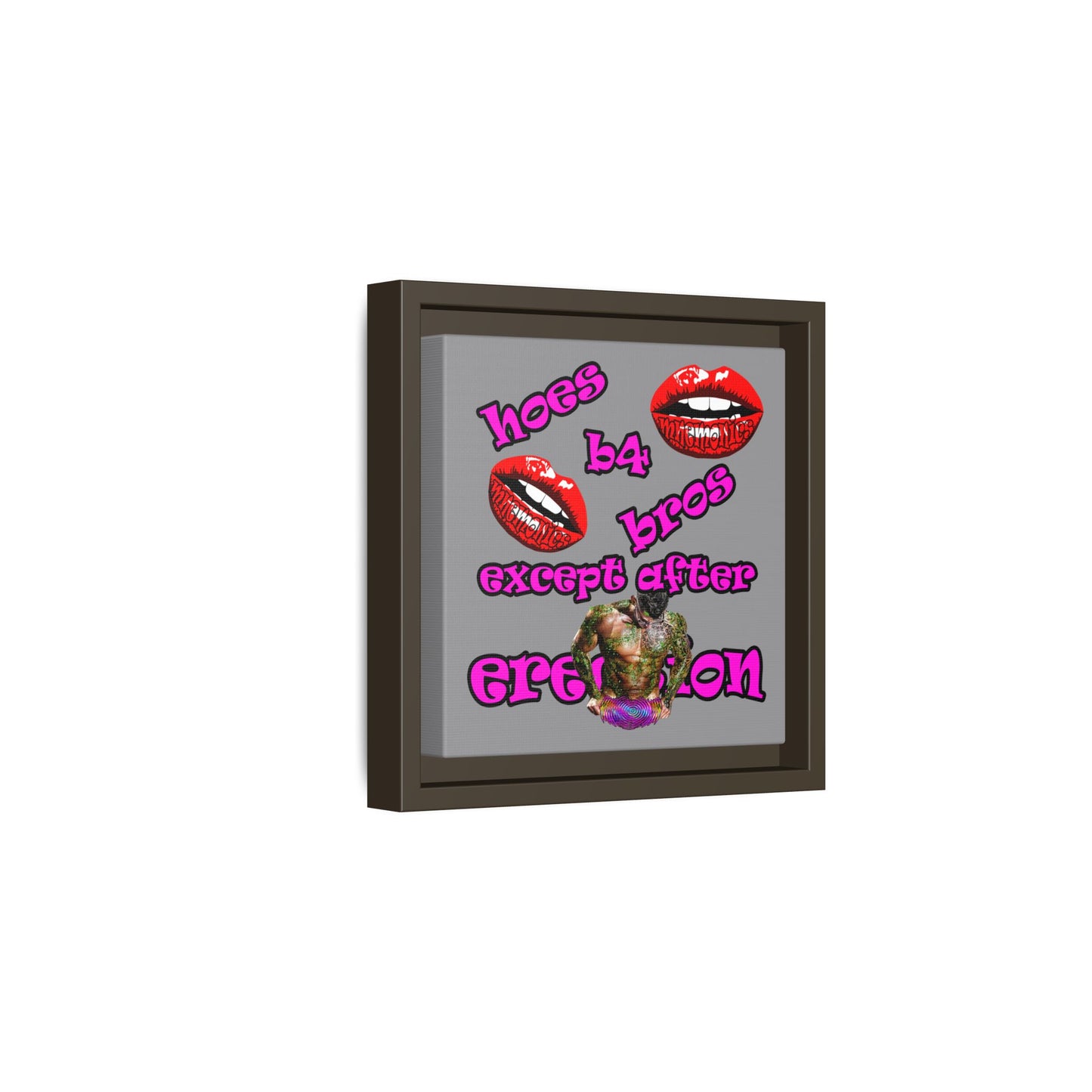hoes b4 bros - framed canvas art (grey)