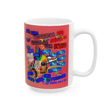 drop the beat - White Mug (yellow-orange wave)