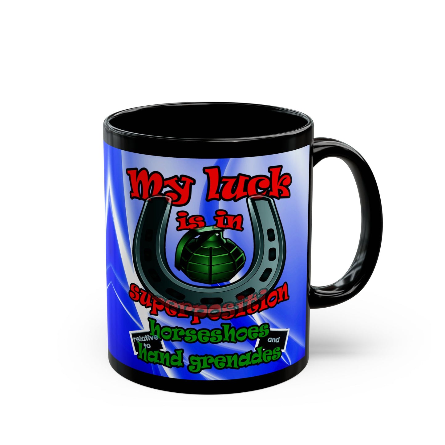 my luck - Black Mug (blue-white wave)