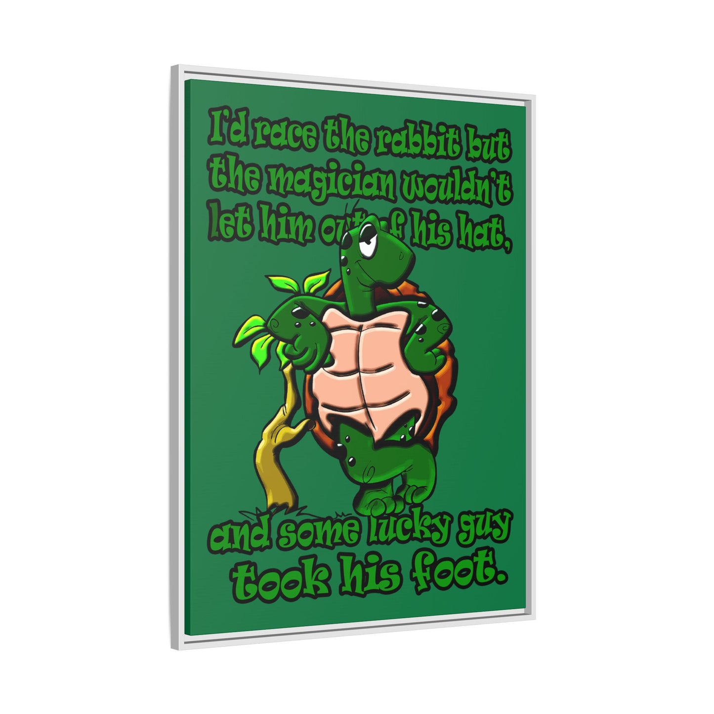turtle race - framed canvas art (dark green)