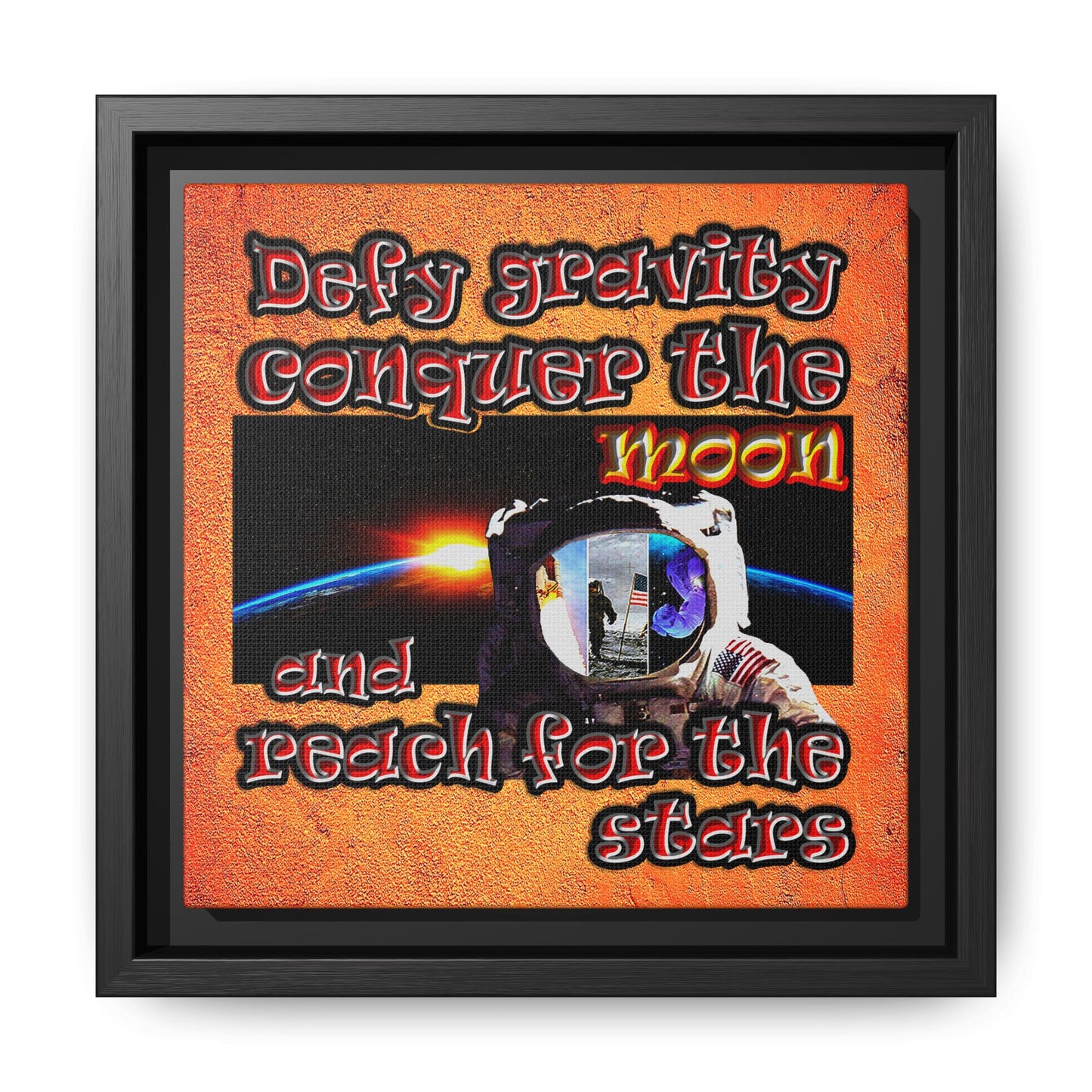 defy conquer reach - framed canvas art (burnt orange)