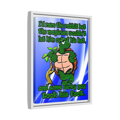 turtle race - framed canvas art (blue-white wave)