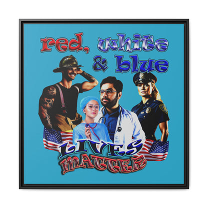 rw&b lives matter - framed canvas art (turquoise)