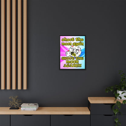 shoot the moon again - framed canvas art (light blue-pink wave)