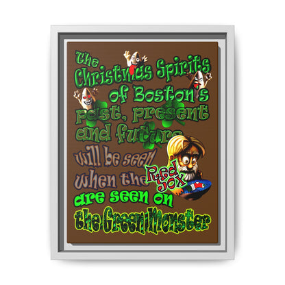 christmas spirits of boston - framed canvas art (brown)