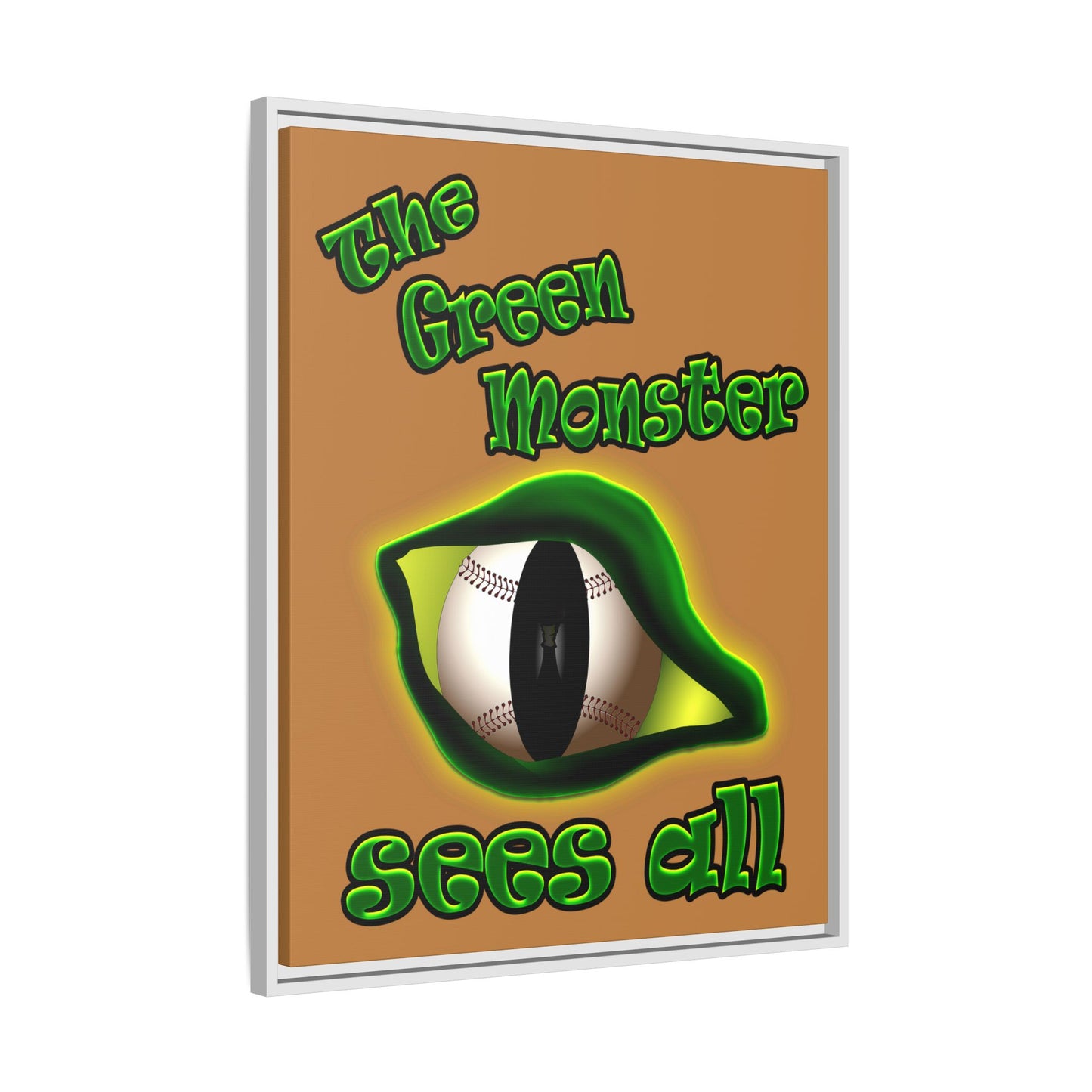 green monster - framed canvas art (light brown)
