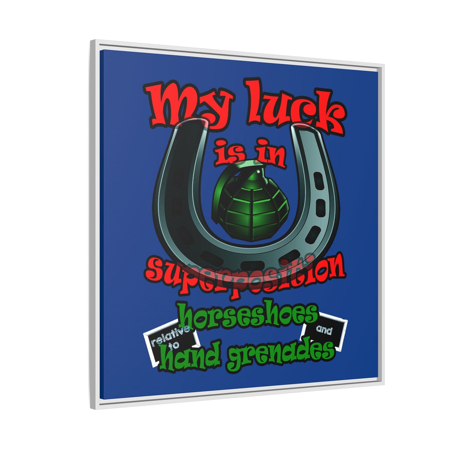 my luck - framed canvas art (dark blue)