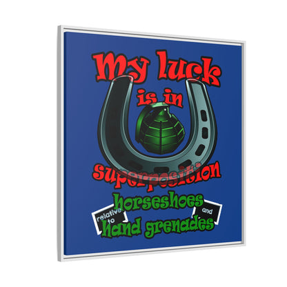 my luck - framed canvas art (dark blue)