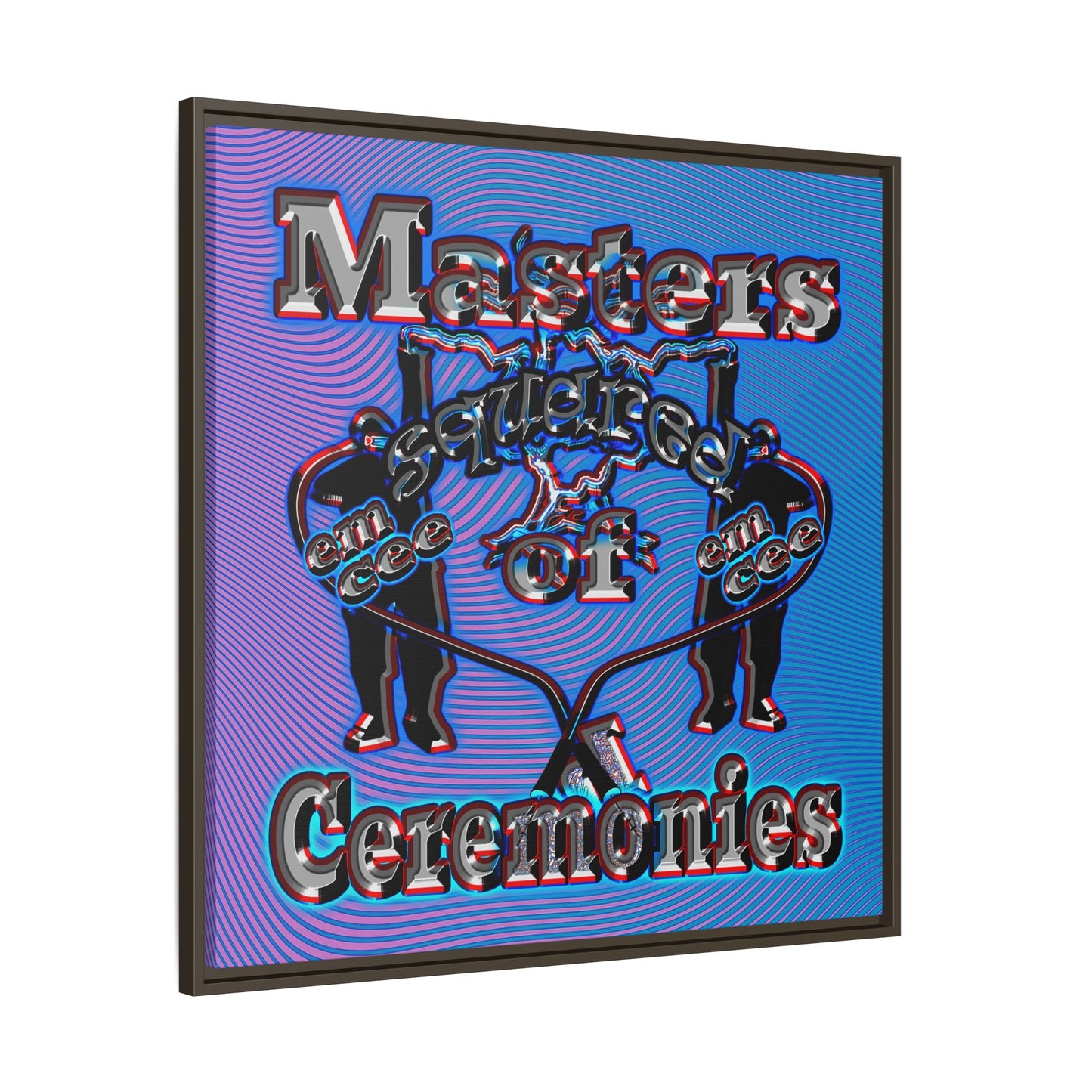 em cee squared - framed canvas art (light blue-purple wave)