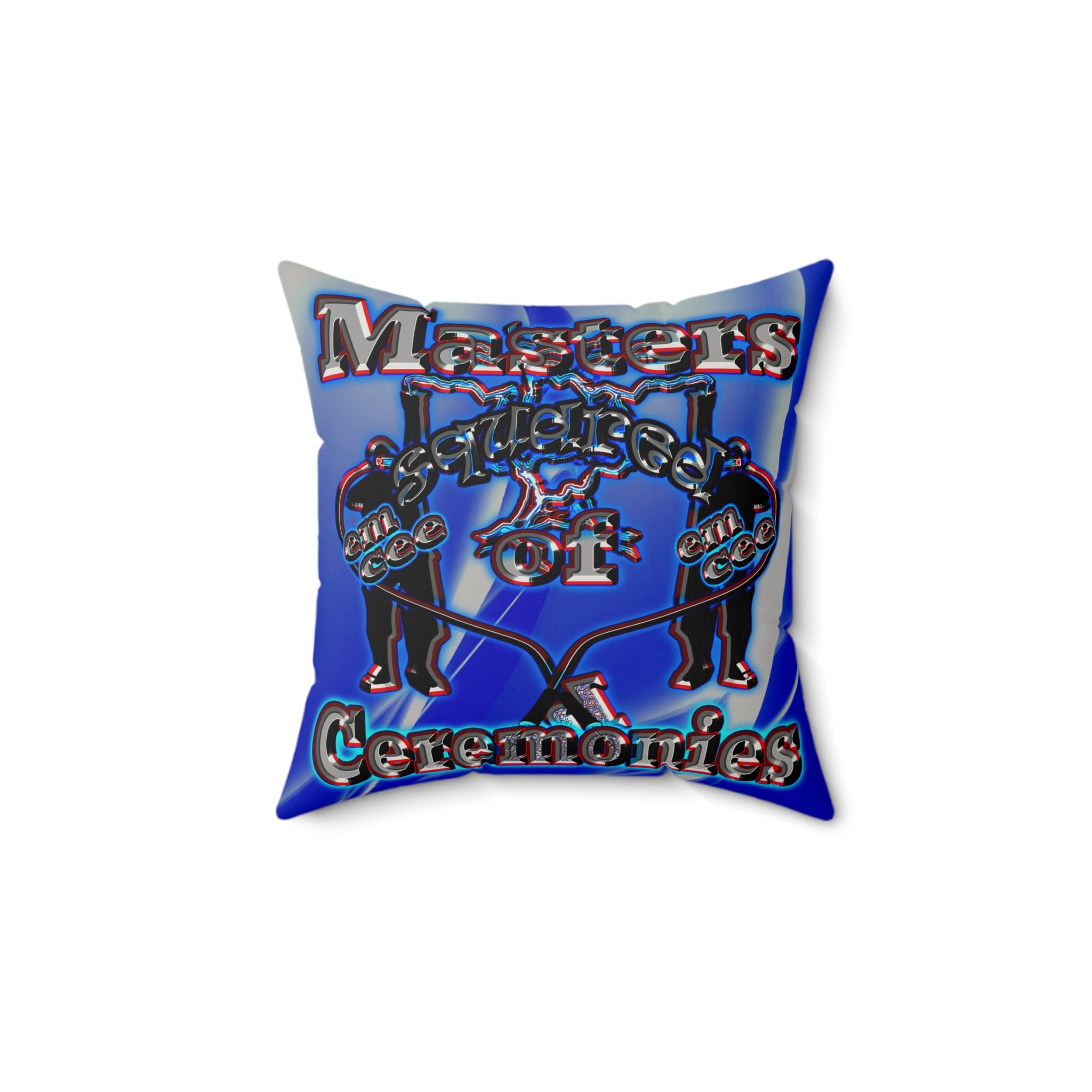 em cee squared - Faux Suede Square Pillow - (blue-white wave)