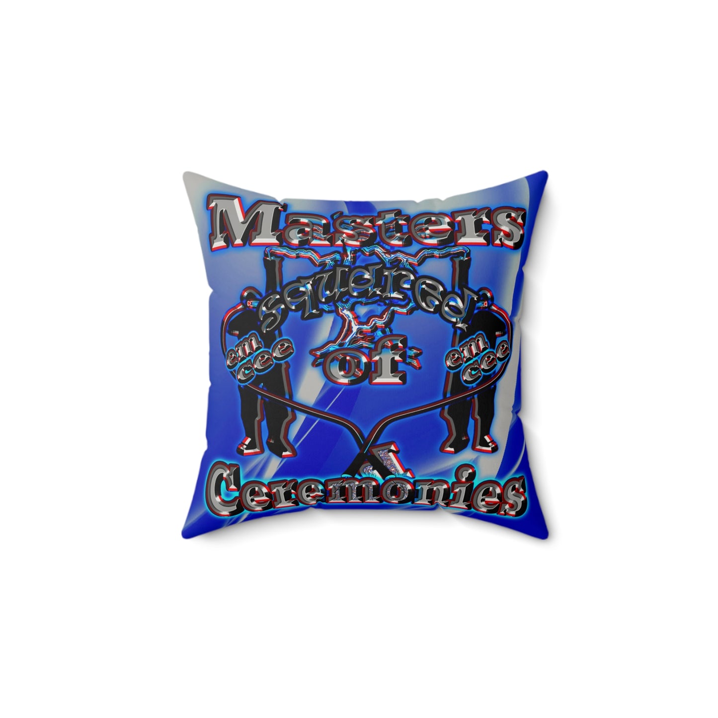 em cee squared - Faux Suede Square Pillow - (blue-white wave)