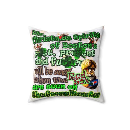 christmas spirits of boston - Faux Suede Square Pillow - (white marble)