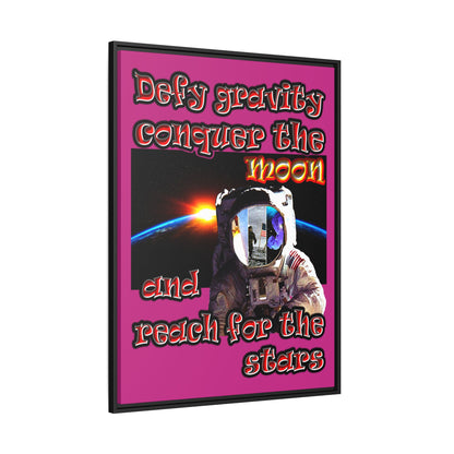 defy conquer reach - framed canvas art (pink)