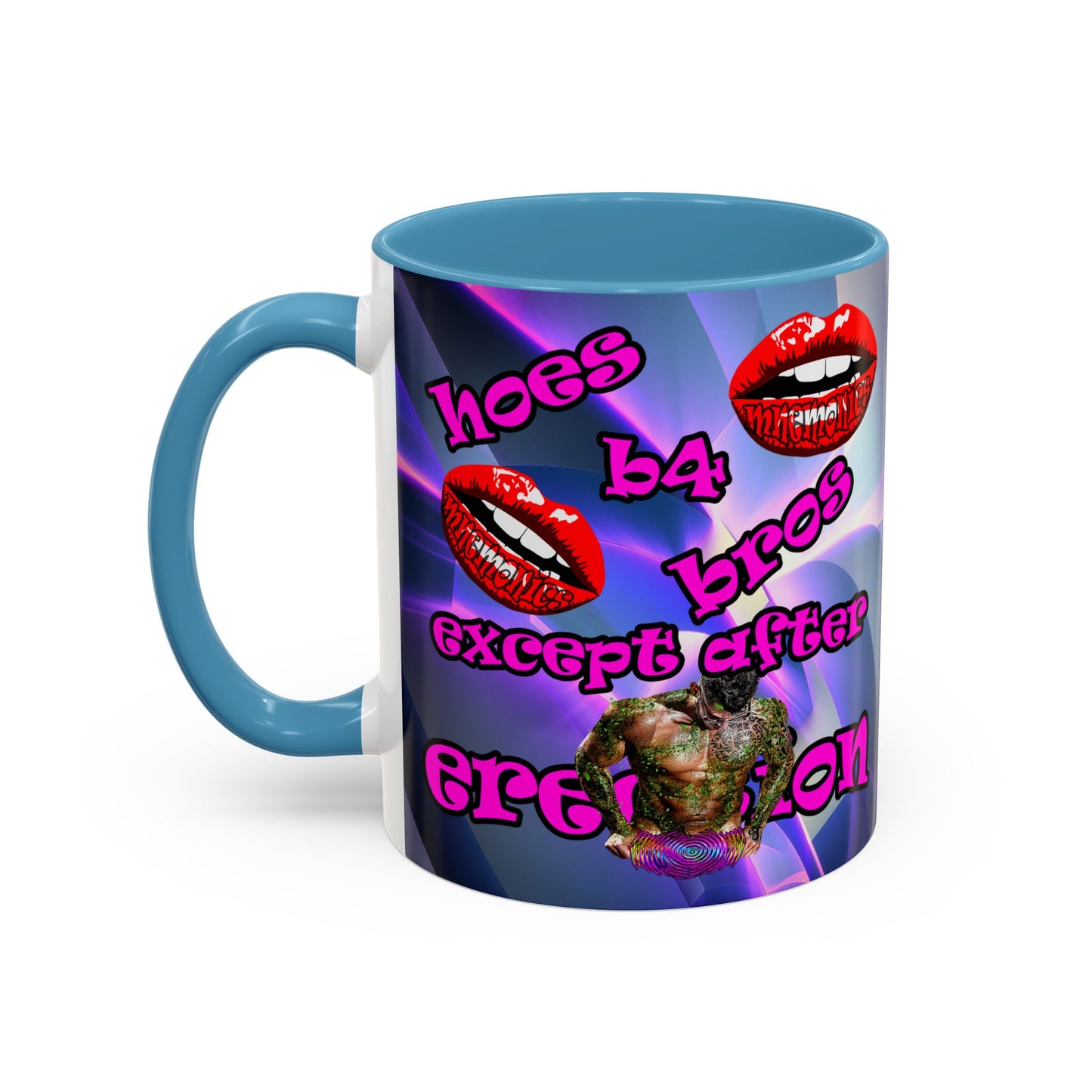 hoes b4 bros - Accent Mug (grey-pink wave)