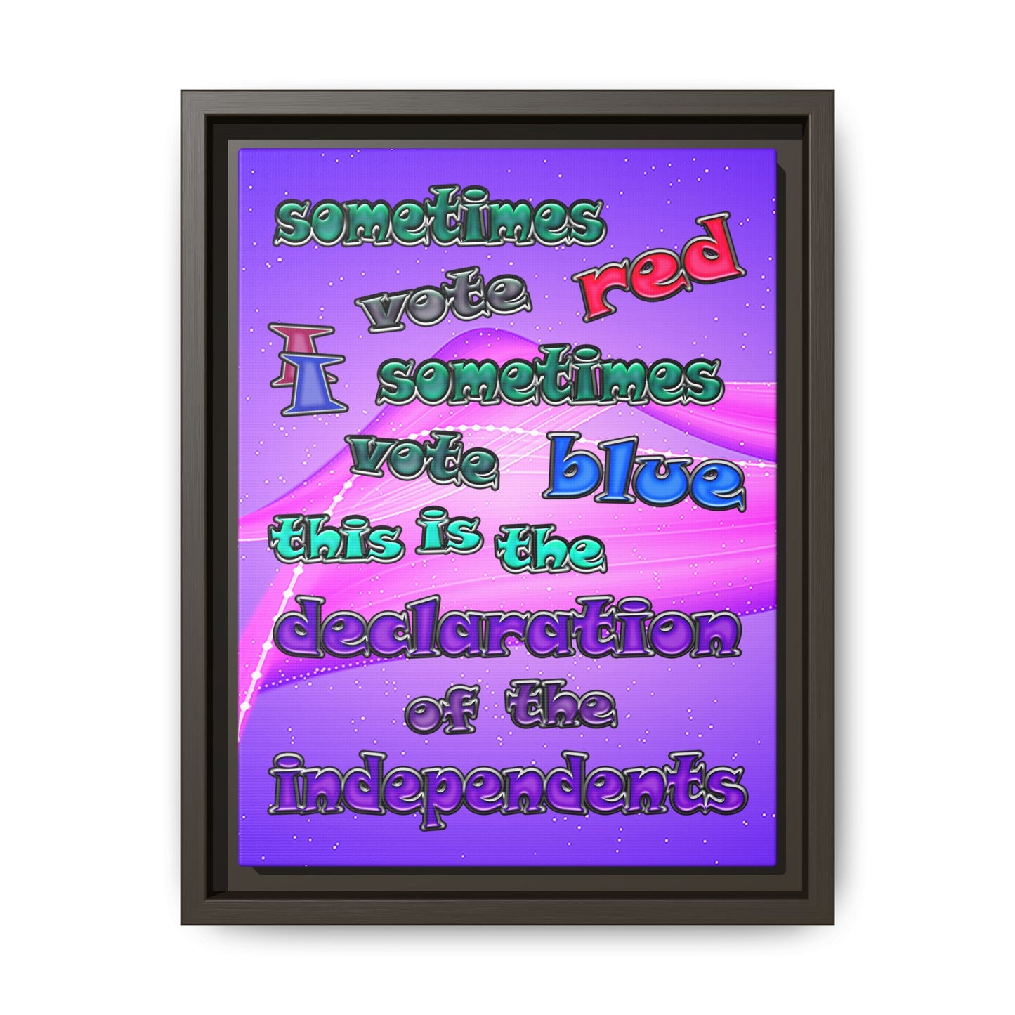 declaration of the independents - framed canvas art (purple-pink wave)