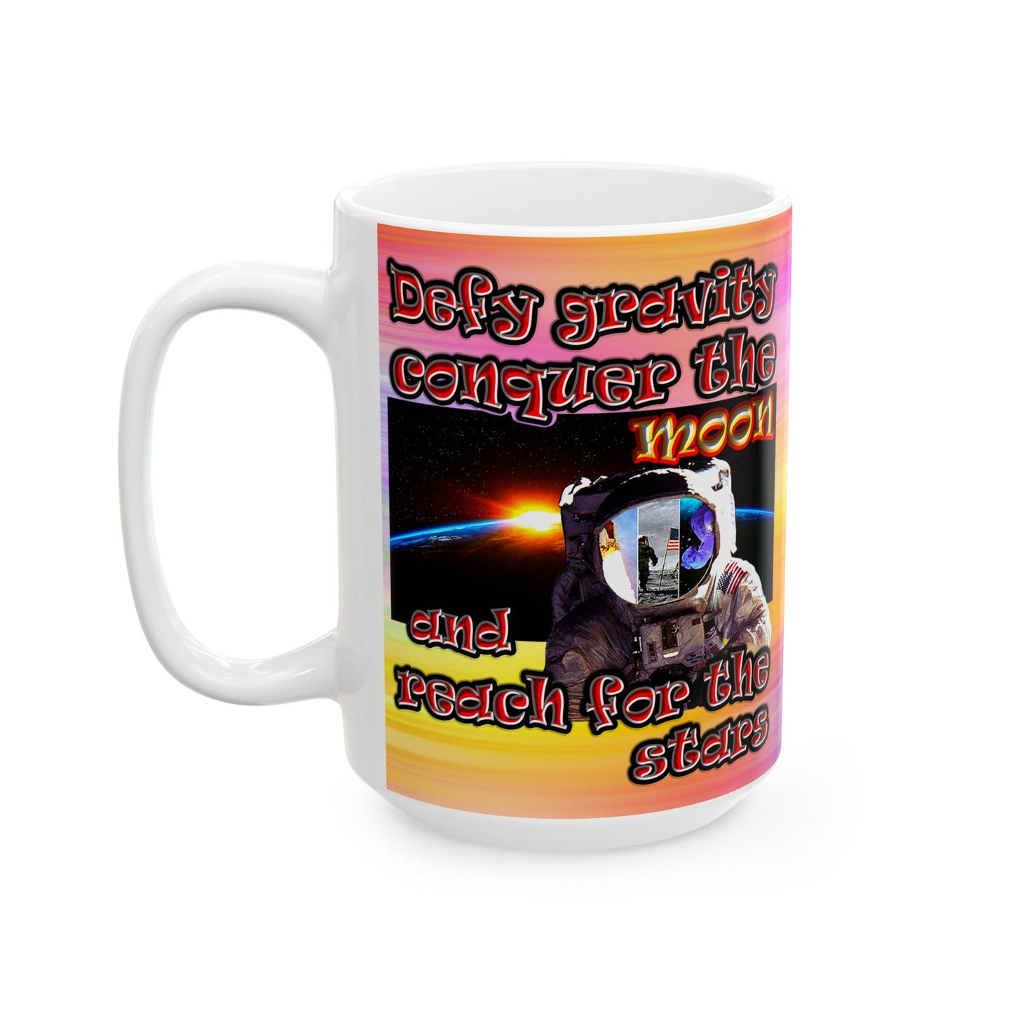 defy conquer reach - White Mug (color blur)