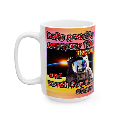 defy conquer reach - White Mug (color blur)