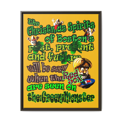 christmas spirits of boston - framed canvas art (yellow)